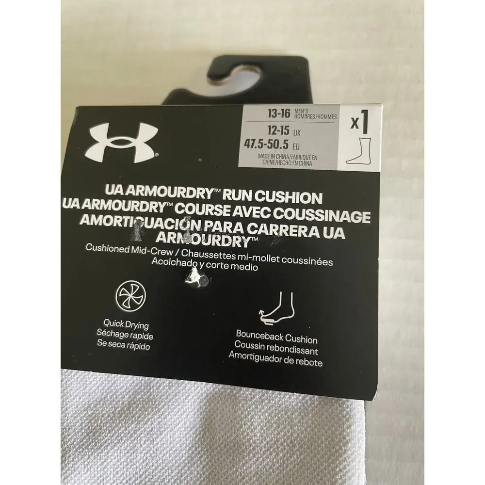 Under Armour Run Cushion Mid Crew Athletic Socks Size XL NEW
